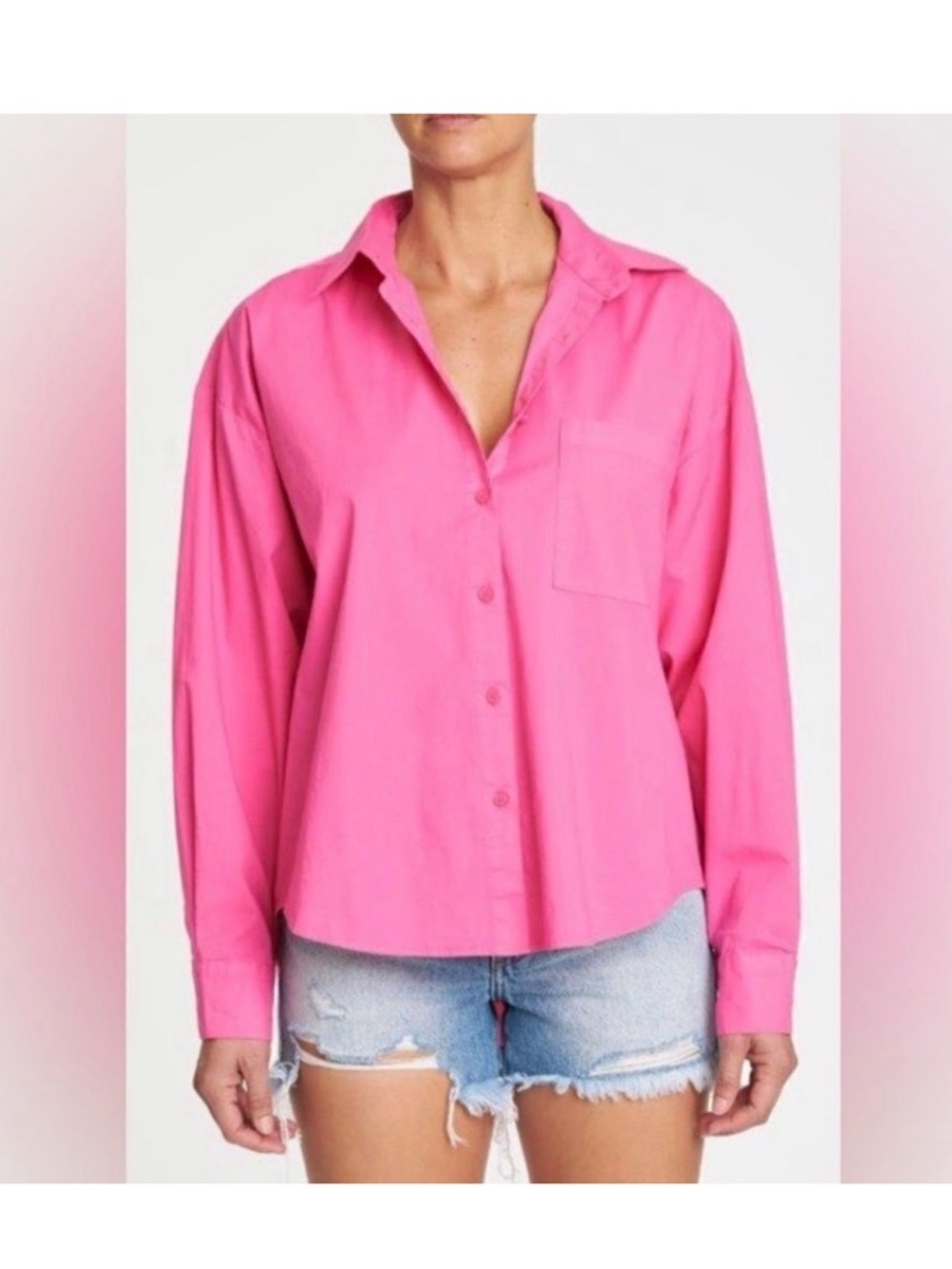 Pistola Sloane Hot Pink Relaxed Button-Down Shirt